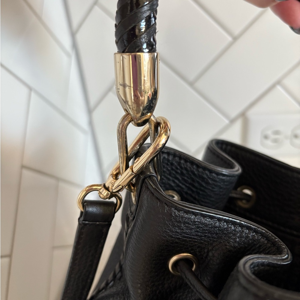 Kate Spade Black Leather Drawstring Bag - Picture 7 of 7